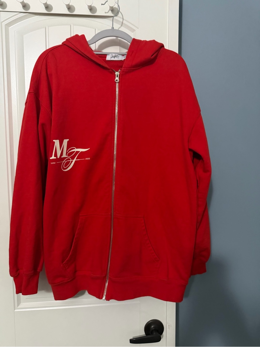 MF Logo Red Zip-Up Hooded Sweatshirt